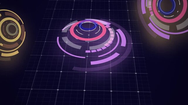 4K Colorful Animated HUD Background Footage | 4K HUD interface animation | colorful futuristic UI | digital tech background | neon data elements | sci-fi motion graphics