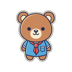 Obraz premium Cute Cartoon Bear in School Uniform Illustration
