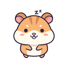 Obraz premium Cute cartoon hamster sleeping peacefully