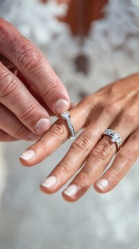 Close-Up of Hands with Wedding Rings During Romantic Ceremony