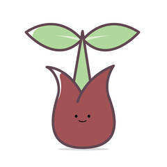 Cute Kawaii Seed Vector Pastel Colored Flat Style Nature Illustration, Hand Drawn Cartoon Plant Seed Icon for Gardening, Growth, Kids Design, Farming, and Cute Eco Theme