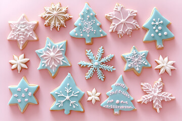 Pastel Snowflake Cookies for Winter Holidays