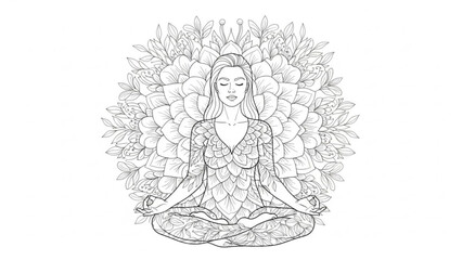 Meditating Woman Surrounded by Lotus Flowers in Bloom