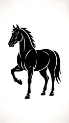 Obraz premium Elegant Black Horse Silhouette in Dynamic Standing Pose