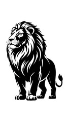 Majestic Lion Silhouette Standing Proud with Flowing Mane