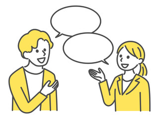 illustration of 2 people talking