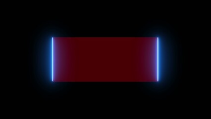 Fototapeta premium Rectangular red gradient panel with bright blue light beams on both sides against a dark Generate title without using the word 