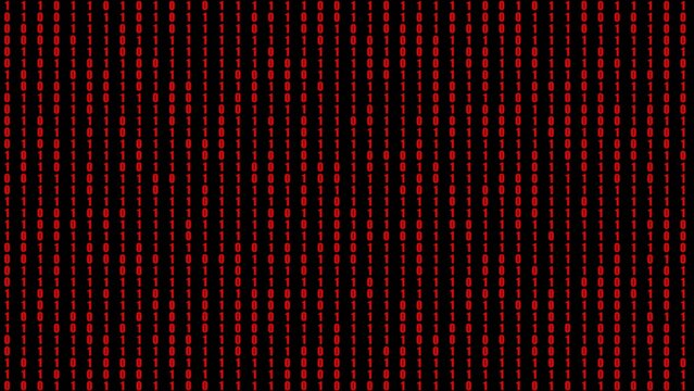 Red binary code digits arranged in a dense pattern on a Generate title without using the word "Title:" before it. black background