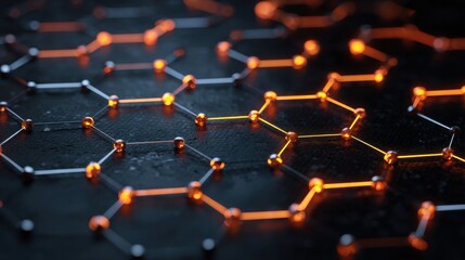 Abstract glowing network of interconnected nodes