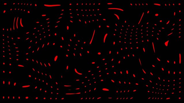 Red dotted and dashed lines scattered randomly on a Generate title without using the word "Title:" before it. black background resembling motion and energy dots