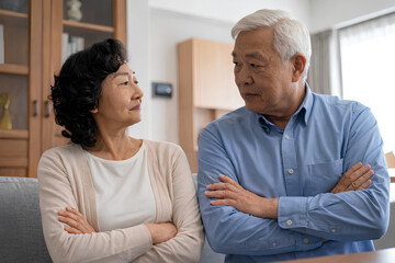 Obraz premium 険悪な雰囲気の中年夫婦