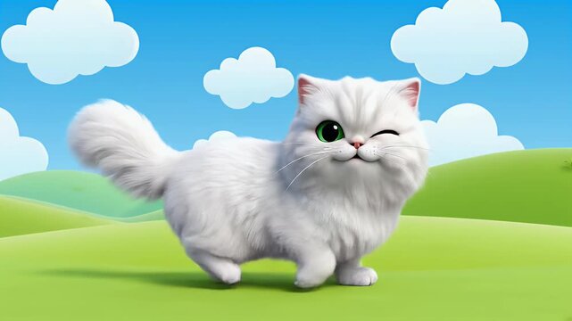 Funny Cartoon Cat Walking Bouncy Exaggerated Walk Cycle Colorful Background