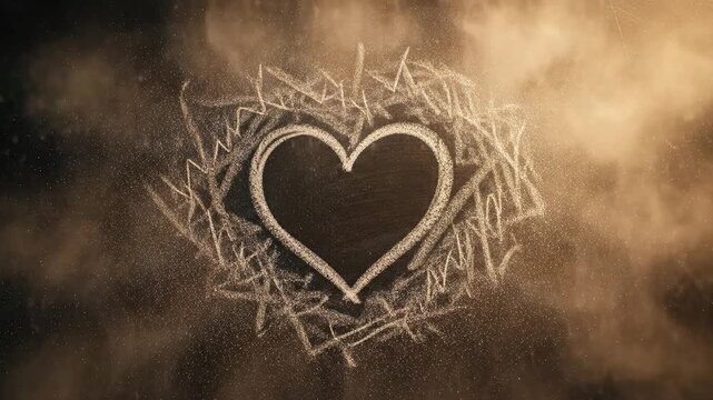 Chalk heart symbol on blackboard abstract artistic concept