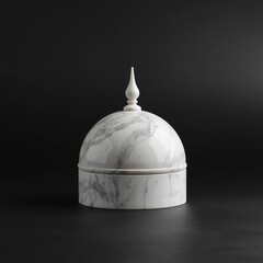 Fototapeta premium Elegant white marble container with dome lid and finial