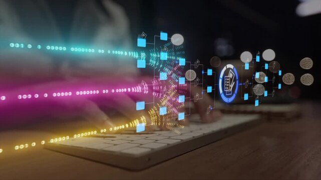 Ai Futuristic holographic interface of a file manager, folder structure with documents and data scanning, digital document storage software, cloud database, search and manage documents, paperless