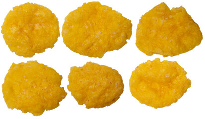 Isolated set of cornflakes on a white background