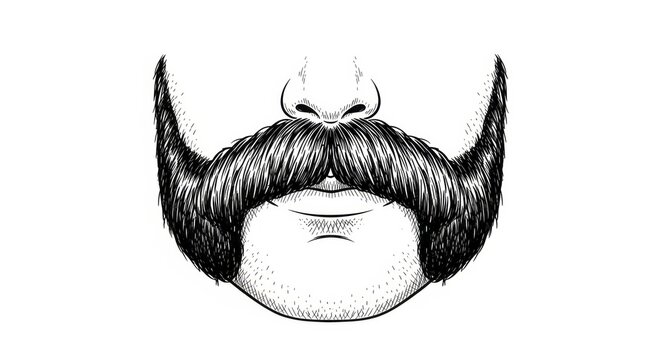 Hand drawn sketch of Friendly Mutton Chops isolated on white background. Lemmy style facial hair illustration.