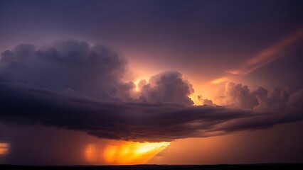 Fototapeta premium Dramatic Sunset with Dark Clouds and Golden Light Rays