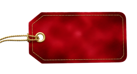 Red Velvet Blank Tag Gold Thread Isolated Luxury Gift Label