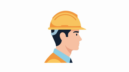 Profile of a man wearing a hard hat and safety vest