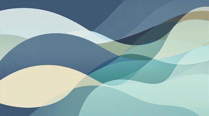 Abstract Wavy Blue and Green Overlapping Shapes Background Design