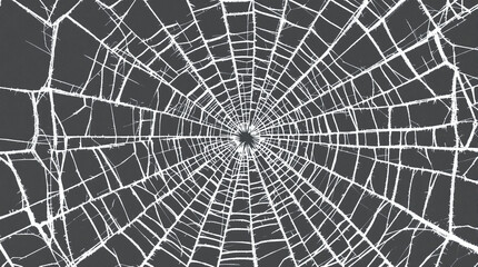Obraz premium Abstract White Spider Web or Shattered Glass Crack Pattern on Dark Background