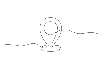 Location icon continuous one line drawing on white background