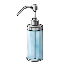 Obraz premium Watercolor pump dispenser with blue liquid isolated on a transparent background