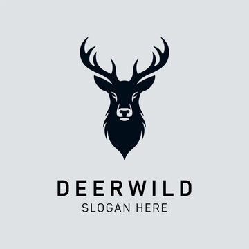 Deerwild modern logo with deer head silhouette
