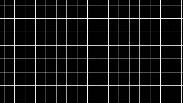 Square grid pattern with thin Generate title without using the word "Title:" before it. white lines on a black background forming evenly spaced boxes squares