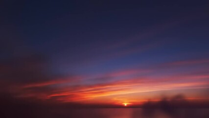 Dramatic sunset sky with clouds and bright sun flare - Powered by Adobe
