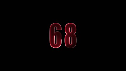 Three dimensional red number sixty eight with a metallic texture on a dark Generate title without using the word "Title:" before it. background with a bold appearance