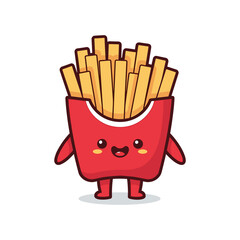 Cute Cartoon French Fries Character Illustration