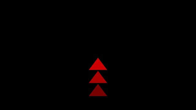 Three red downward pointing triangles aligned vertically with solid color on a Generate title without using the word "Title:" before it. black background