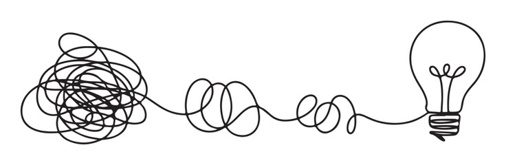 Light Bulb Idea Concept with Scribbled Line on White Background © Baloch