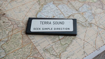 Simple Direction Sign on Map Showing Terra Sound Location for Navigation and Exploration Purposes in Nature Settings