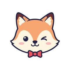Adorable Cartoon Shiba Inu with Red Bow Tie Illustration