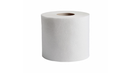 A full roll of white toilet paper isolated against a stark black background