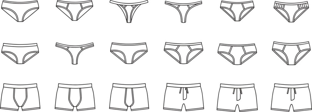 underwear shorts and briefs illustrations