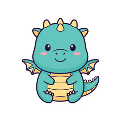 Obraz premium Adorable Cartoon Dragon Illustration