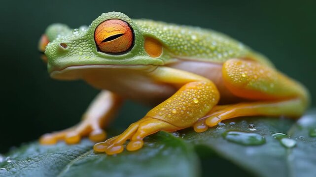 selective focus tropical amphibian in rainforest habitat