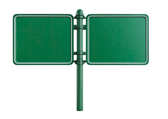 Fototapeta premium Blank Green Road Sign with Double Blank Plates Isolated on Transparent Background