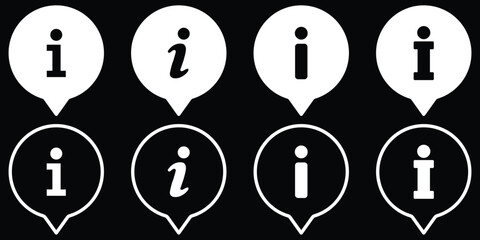 information icon set. info button. info symbol flat style. Information icon collection. Info icons Info Point Icon. Different styles , more information. Vector icons.
