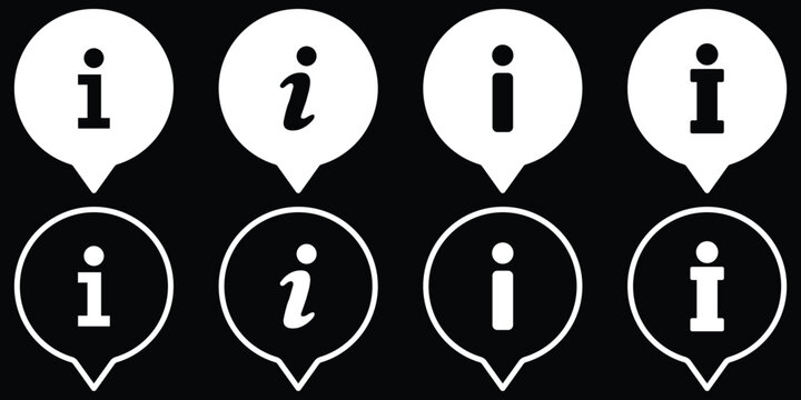 information icon set. info button. info symbol flat style. Information icon collection. Info icons Info Point Icon. Different styles , more information. Vector icons.