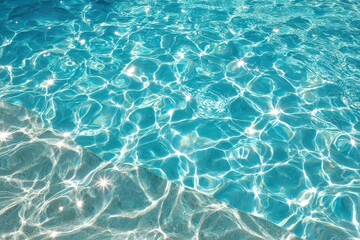 Obraz premium Turquoise Swimming Pool Water with Sparkling Sunlight Reflections Abstract Summer Background
