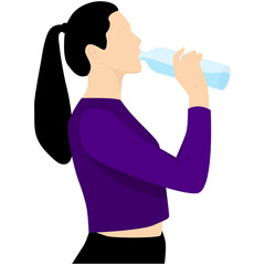People Drinking Water Illustration