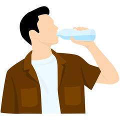 People Drinking Water Illustration