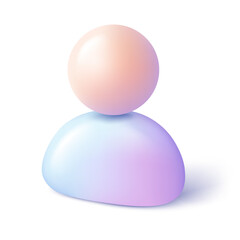Minimal 3D user profile avatar with soft pastel gradient and subtle shadow; isolated on white. Ideal for UI; app; login; account; and social media design. Vector illustration file.