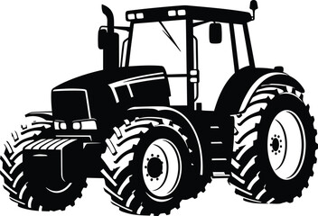 Obraz premium Modern farming tractor silhouette vector illustration isolated on white background