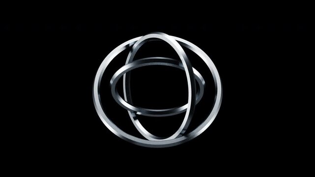 Silver Chrome Gyroscope Rotating on Black - Future Tech Loop